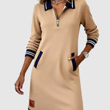 Darina – Rochie Sport cu Fermuar și Guler Polo