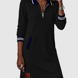 Darina – Rochie Sport cu Fermuar și Guler Polo