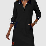 Darina – Rochie Sport cu Fermuar și Guler Polo