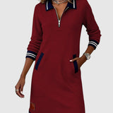 Darina – Rochie Sport cu Fermuar și Guler Polo