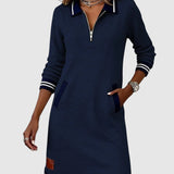 Darina – Rochie Sport cu Fermuar și Guler Polo