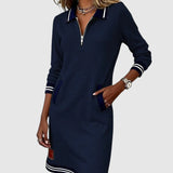 Darina – Rochie Sport cu Fermuar și Guler Polo