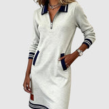 Darina – Rochie Sport cu Fermuar și Guler Polo