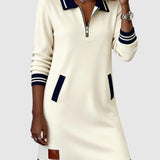 Darina – Rochie Sport cu Fermuar și Guler Polo