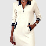 Darina – Rochie Sport cu Fermuar și Guler Polo