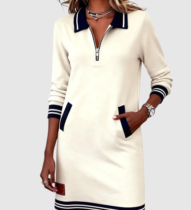 Darina – Rochie Sport cu Fermuar și Guler Polo