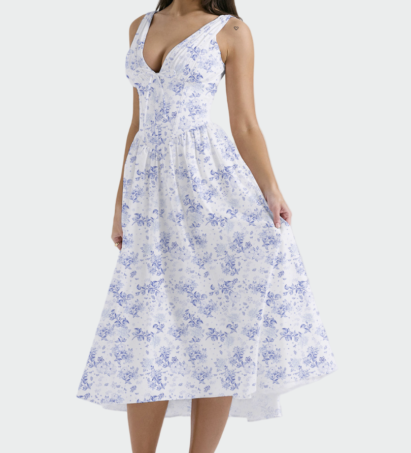 Rochie Midi Romantică Flori