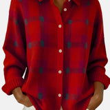 Elena – Cămașă tricotată premium în carouri 