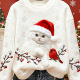 Femei Dulce Iarnă Pisică Art Print Casual Hanorac