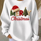 Hanorac confortabil cu imprimeu de Crăciun pentru femei