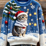 Tricou Casual Retro cu Temă Animală pentru Femei, Artă de Crăciun