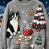 Pulover Femei Retro Crăciun Animal Art Print Confortabil