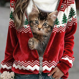 Pulover Femei Retro de Crăciun cu Imprimare Artistică