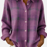 Elena – Cămașă tricotată premium în carouri 